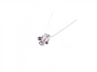 Stříbrný náhrdelník s granáty a se srdíčkem - Ag 925/1000 - Shablool