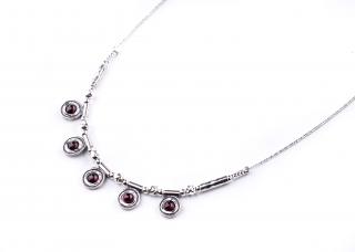Stříbrný náhrdelník s granáty - Ag 925/1000 - Shablool