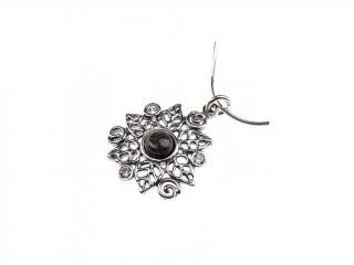 Stříbrný náhrdelník s labradoritem a se zirkony - Ag 925/1000 - Shablool