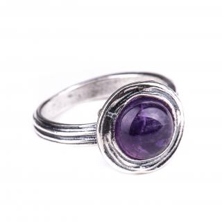 Stříbrný prsten s ametystem - Velikost 7 - Ag 925/1000 - Shablool