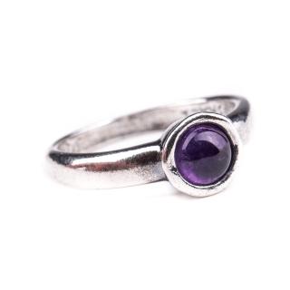 Stříbrný prsten s ametystem - Velikost 8 - Ag 925/1000 - Shablool