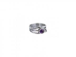 Stříbrný prsten s ametystem - Velikost 9 - Ag 925/1000 - Shablool