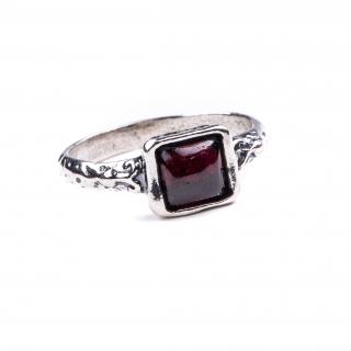 Stříbrný prsten s granátem - Velikost 7 - Ag 925/1000 - Shablool