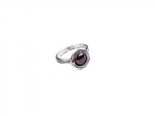 Stříbrný prsten s granátem - Velikost 9 - Ag 925/1000 - Shablool