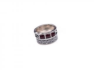 Stříbrný prsten s granáty - Velikost 8 - Ag 925/1000 - Shablool