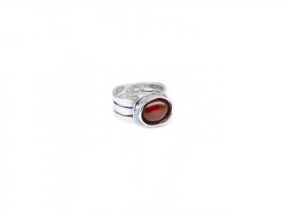 Stříbrný prsten s karneolem - Velikost 8 - Ag 925/1000 - Shablool