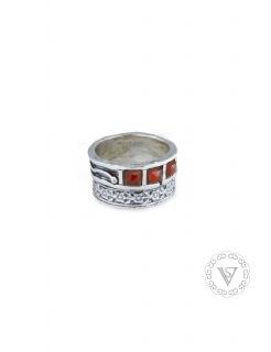 Stříbrný prsten s karneoly - Velikost 8 - Ag 925/1000 - Shablool