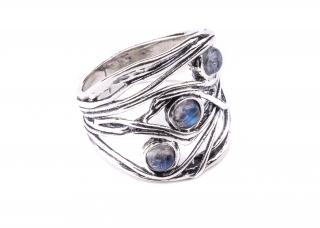Stříbrný prsten s moonstony - Velikost 8 - Ag 925/1000 - Shablool