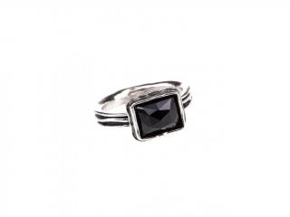 Stříbrný prsten s onyxem - Velikost 9 - Ag 925/1000 - Shablool
