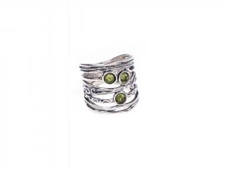 Stříbrný prsten s peridotem - Velikost 9 - Ag 925/1000 - Shablool