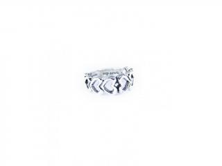 Stříbrný prsten se srdíčky - Velikost 8 - Ag 925/1000 - Shablool