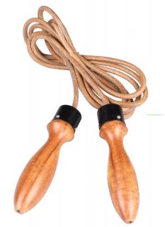 Švihadlo Leather rope II kožené lano 2.9m, dřevěné ručky