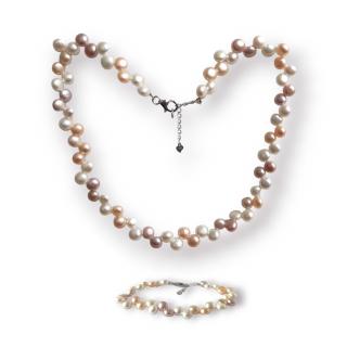 Barevná perlová sada náramku a náhrdelníku - Meucci SPS012S