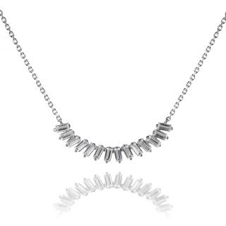 Elegantní stříbrný náhrdelník s obdélníkovými zirkony - Meucci SN022