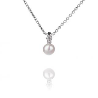 Elegantní stříbrný náhrdelník s perlou a zirkony - Meucci SP70N Velikost: 42