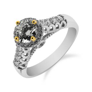 Elegantní stříbrný prsten s kulatým zirkonem a drobnými zirkony okolo - Meucci SS96R Velikost: 57
