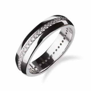 Jednoduchý stříbrný prsten s drobnými zirkony dokola - Meucci SS216R Velikost: 52