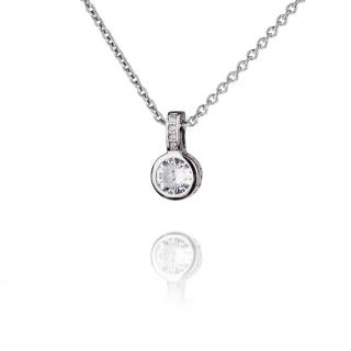 Jemný stříbrný náhrdelník s kulatým zirkonem - Meucci SS332N Velikost: 42