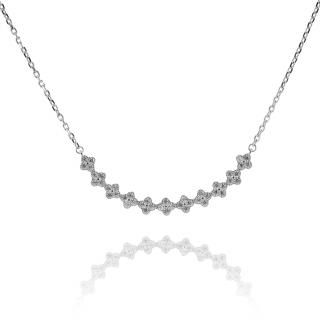 Jemný stříbrný náhrdelník se zirkonovými čtyřlístky - Meucci SN045