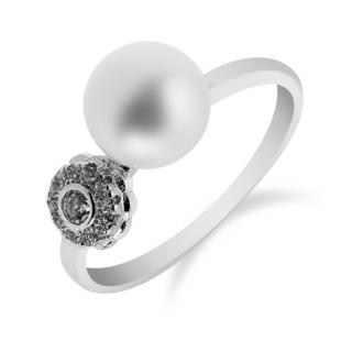 Jemný stříbrný prsten s drobnou perlou - Meucci SP39R Velikost: 57