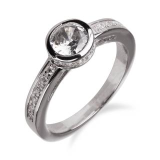 Jemný stříbrný prsten s kulatým zirkonem - Meucci SS332R Velikost: 52