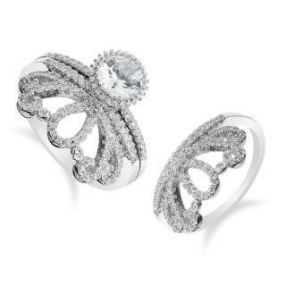 Luxusní skládací stříbrný prsten korunka se zirkony - Meucci SR010 Velikost: 57
