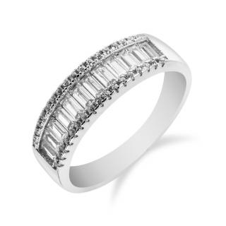 Luxusní stříbrný prsten se třemi řadami zirkonů - Meucci SR051 Velikost: 57