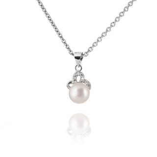Náhrdelník ze stříbra zdobený přírodní perlou a zirkony - Meucci SP62N Velikost: 42