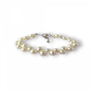 Náramek s bílými říčními perlami - Meucci SPS013B