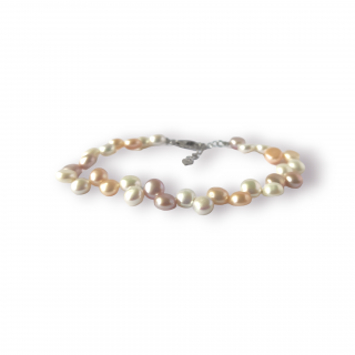 Náramek s říčními perlami a stříbrným zapínáním - Meucci SPS012B