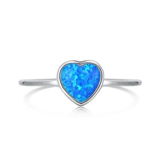 Nastavitelný stříbrný prsten s modrým srdíčkem - Meucci SYR042