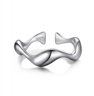 Nastavitelný stříbrný prsten s vlnkami - Meucci SYR041