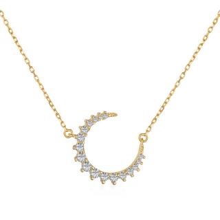 Pozlacený stříbrný náhrdelník s půlměsícem zdobeným zirkony - Meucci SYN029