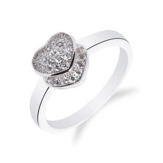 Rhodiovaný stříbrný prsten se srdíčkem - Meucci SM38R Velikost: 57