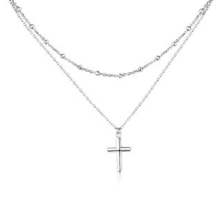Stříbrný dvouvrstvý náhrdelník s křížkem - Meucci SN137