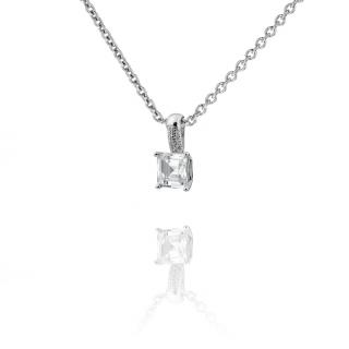 Stříbrný elegantní náhrdelník s čtvercovým zirkonem a drobnými zirkony  - Meucci SS123N Velikost: 42