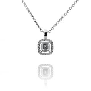 Stříbrný elegantní náhrdelník s čtvercovým zirkonem - Meucci SS124N Velikost: 42