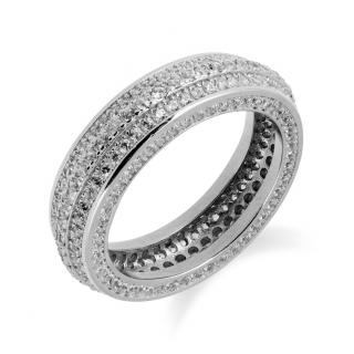 Stříbrný elegantní prsten se třemi řadami zirkonů - Meucci SS111R Velikost: 57