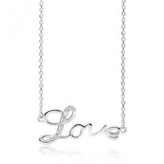 Stříbrný náhrdelník LOVE se zirkony - Meucci SLN050