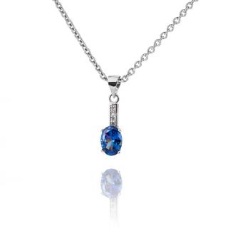 Stříbrný náhrdelník s drobným safírem a zirkony - Meucci SS104N/01 Velikost: 45
