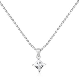 Stříbrný náhrdelník s hranatým čirým zirkonem - Meucci SS283N Velikost: 42