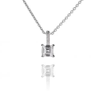 Stříbrný náhrdelník s hranatým zirkonem - Meucci SS222N Velikost: 42