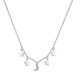 Stříbrný náhrdelník s hvězdami a měsícem - Meucci SYN009