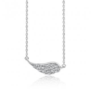 Stříbrný náhrdelník s křídlem pokrytým zirkony - Meucci SLN039