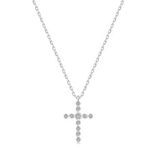 Stříbrný náhrdelník s křížkem zdobeným zirkony - Meucci SYN014