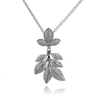 Stříbrný náhrdelník s listy se zirkony - Meucci SS253N Velikost: 42