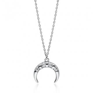 Stříbrný náhrdelník s měsícem a zirkony - Meucci SLN045