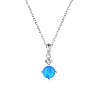 Stříbrný náhrdelník s modrým opálem a zirkonem - Meucci SYN018