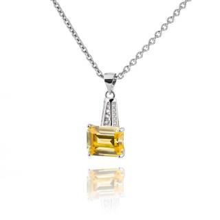 Stříbrný náhrdelník s obdélníkovým žlutým topazem - Meucci SS107N/09 Velikost: 42