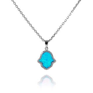 Stříbrný náhrdelník s opálovým ornamentem - Meucci SN015
